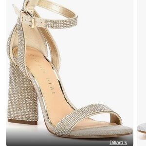 Gianni Bini Dericka rhinestone two piece ankle strap block heel